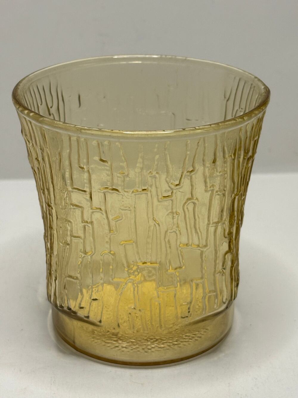 Vintage Anchor Hocking Honey Gold Pagoda Cup Juice Rocks Glass 60s 70s